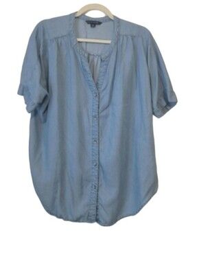 Sky Blue Casual Jean Blouse
